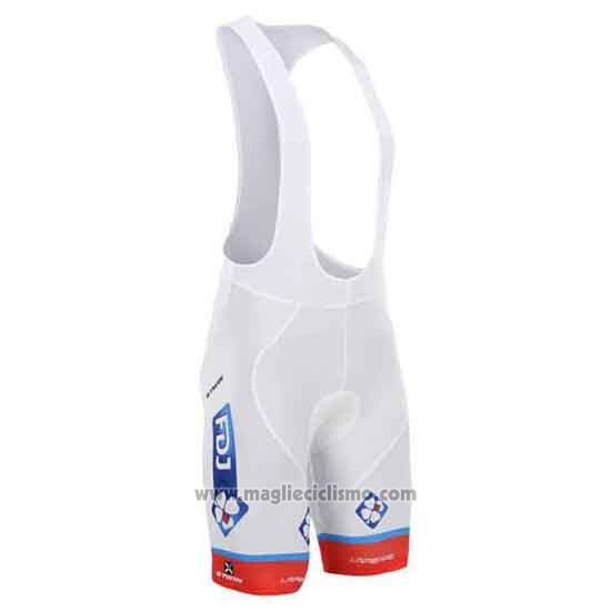 2015 Abbigliamento Ciclismo FDJ Bianco e Blu Manica Corta e Salopette